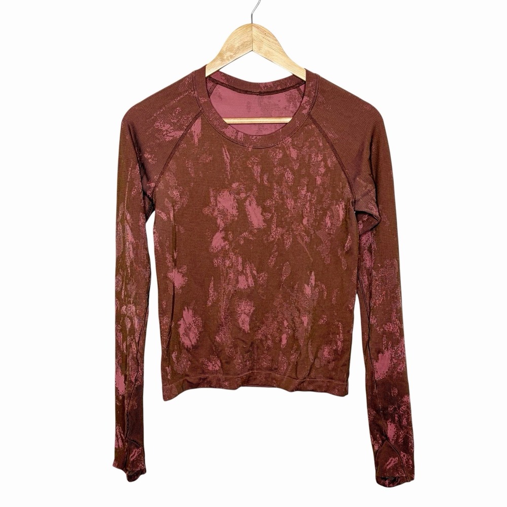 Lululemon Swiftly Tech Long Sleeve Race Length Top Pink Brown Womens 6 Running